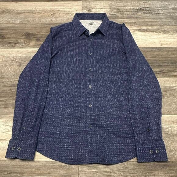 Raffi Shirt Blue Mens L Geometric Patterned Luxury Cotton Long Sleeve Button Up - Picture 2 of 8